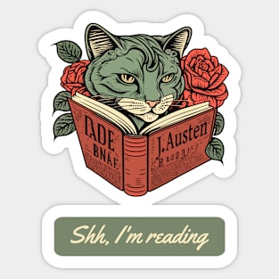 Cat and Book Retro 15 Sticker Sticker